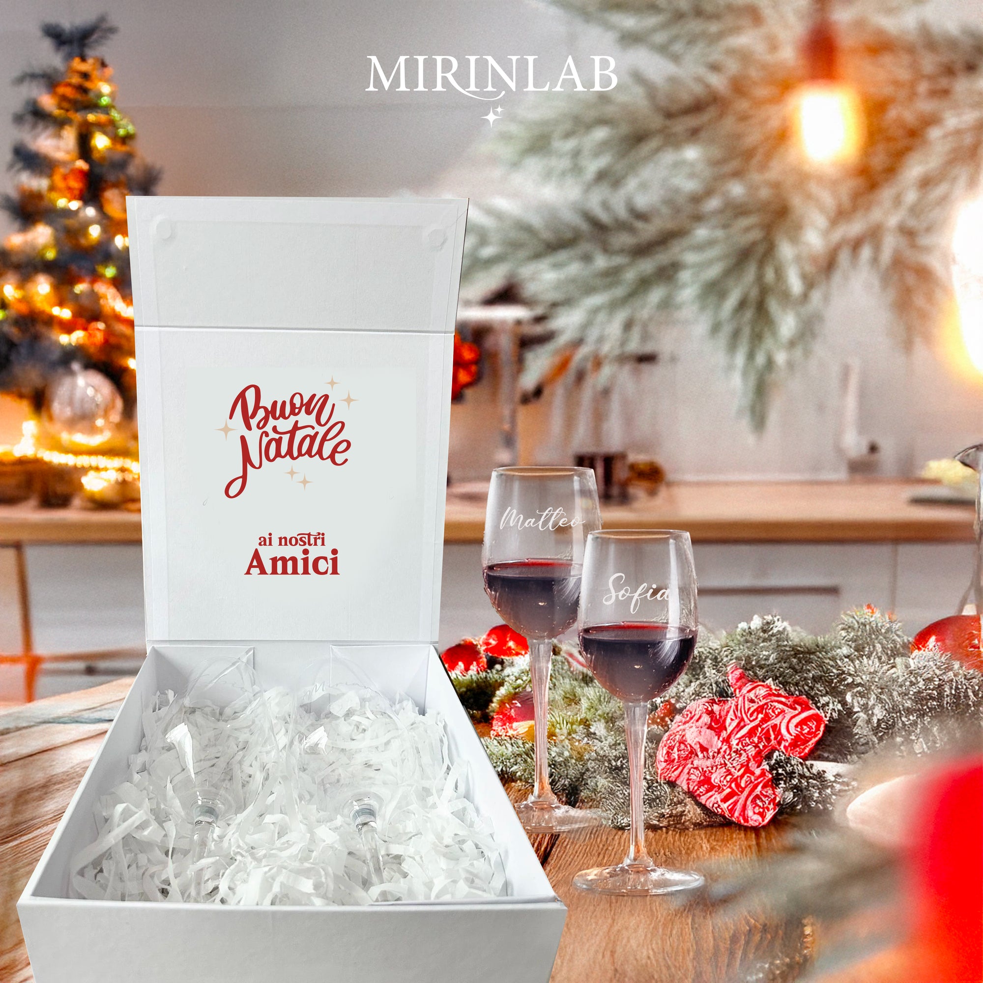 Box regalo con 2 calici incisi - Christmas edition