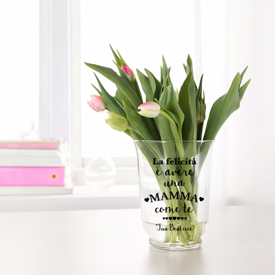 Vaso in vetro con dedica per la Mamma